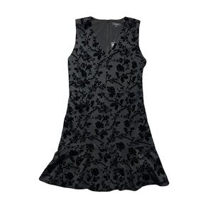 Le Gali Black Velvet Floral Design Mirella Mini Dress M